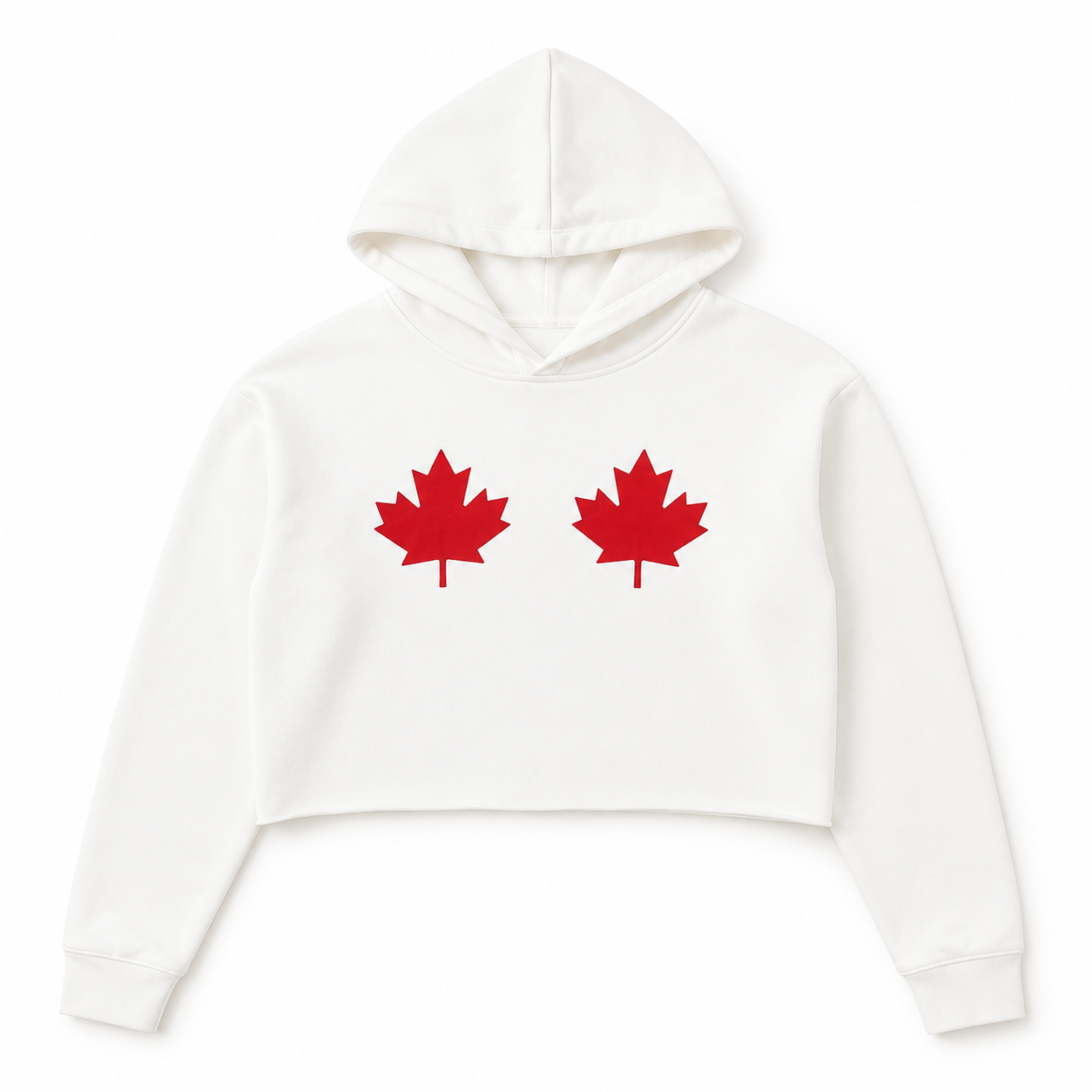 White Crop Hoodie — Red Maples