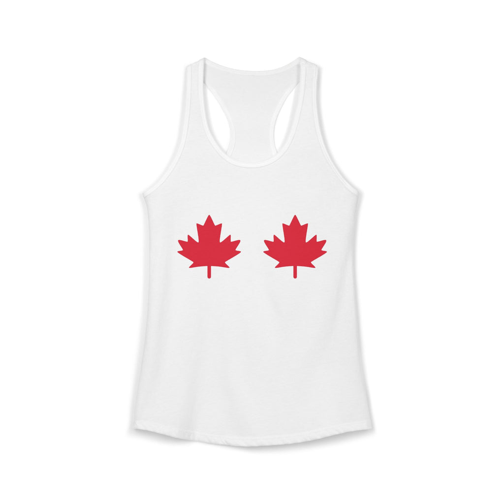 White Racerback Tank — Red Maples