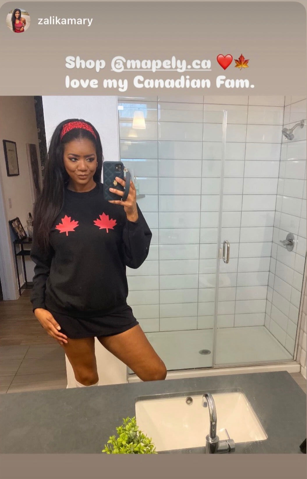 Black Crewneck — Red Maples